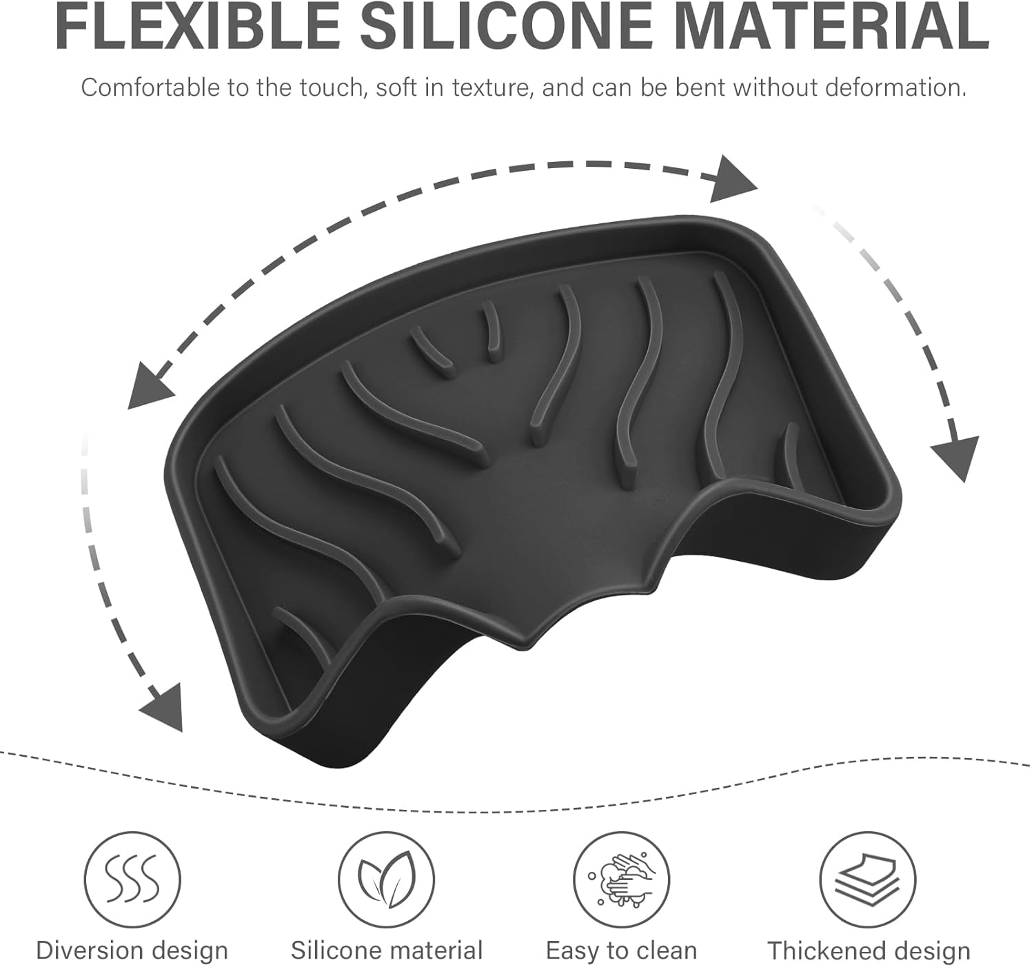 SAISN 2 Pack Black Silicone Soap Dish with Drain