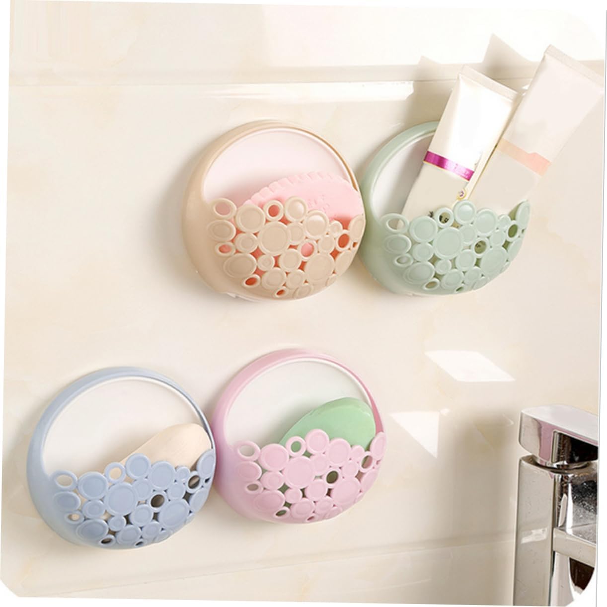ABOOFAN Wall Mounted Suction Cup Soap Dish Holder No Drilling No Screws