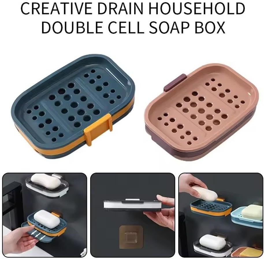 Strong Suction Soap Dish Holder with Drainage - Pink 1