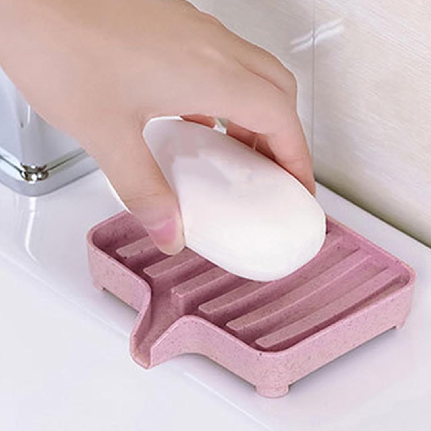 Self-Draining Soap Dish - Double Layer Pink