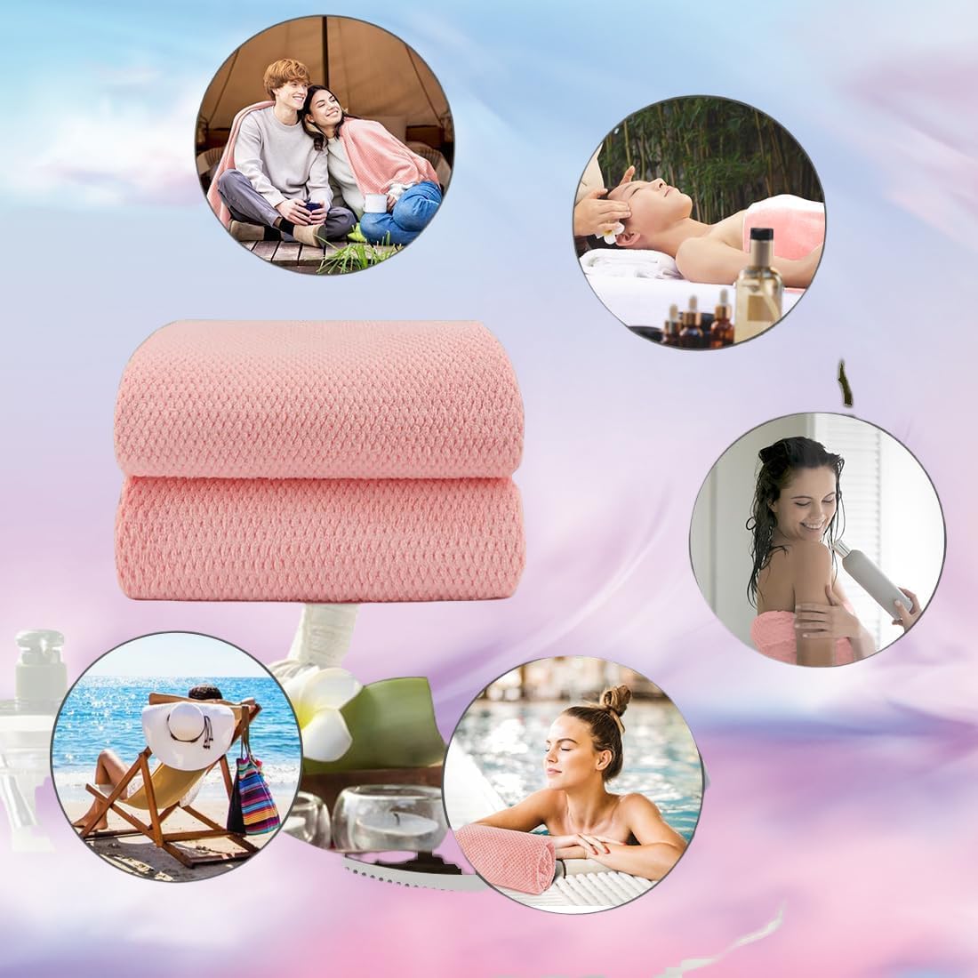 YHPDYL 2-Pack Microfiber Bath Towels - Ultra Soft Quick Dry 3X Absorbency