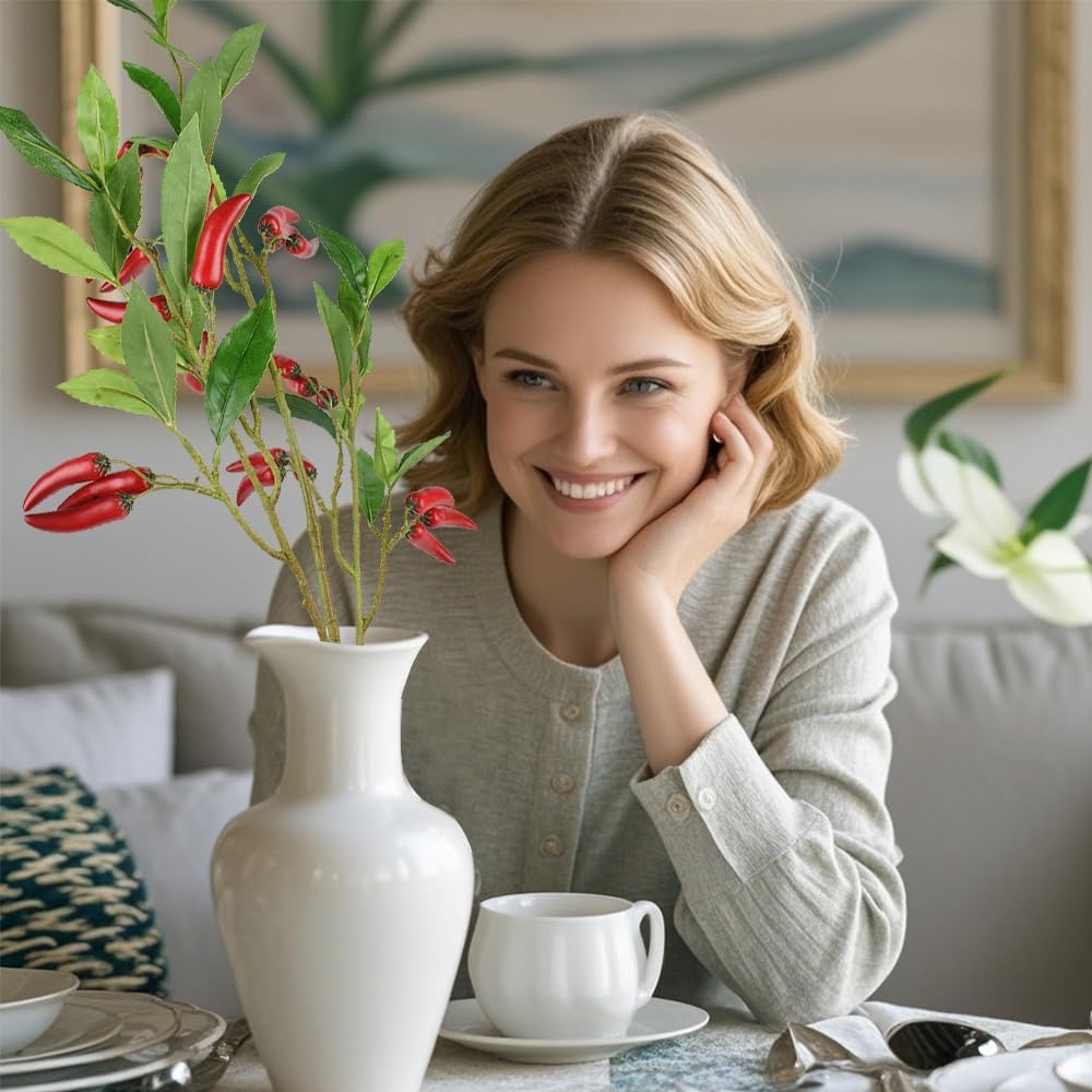 LUEYAO Artificial Chili Pepper Stem for Vase Decor