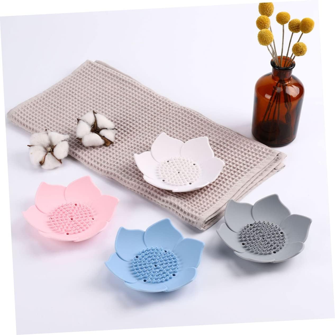 Amosfun 2pcs Silicone Soap Drainage Holders for Bathroom