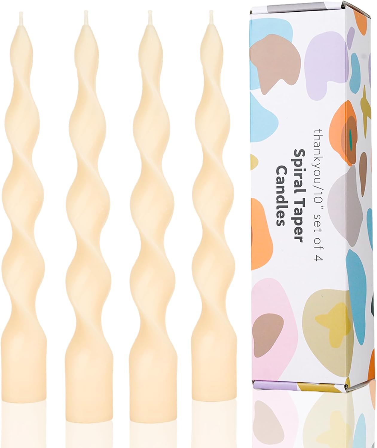98 Inch Ivory Spiral Taper Candles Set of 4