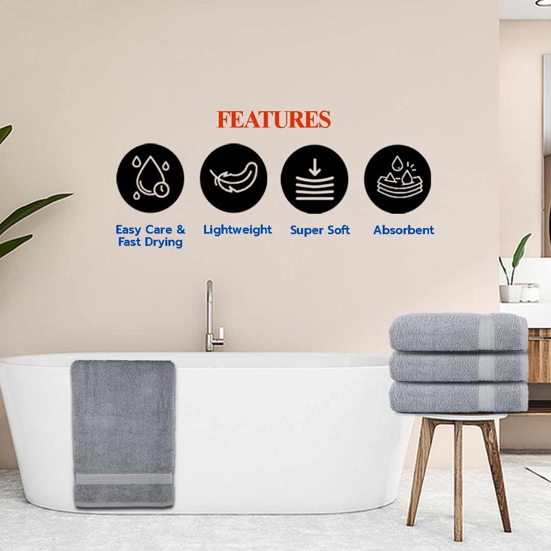 Textila Bath Towels - 30x60 Inch Pack of 4 Light Grey 1