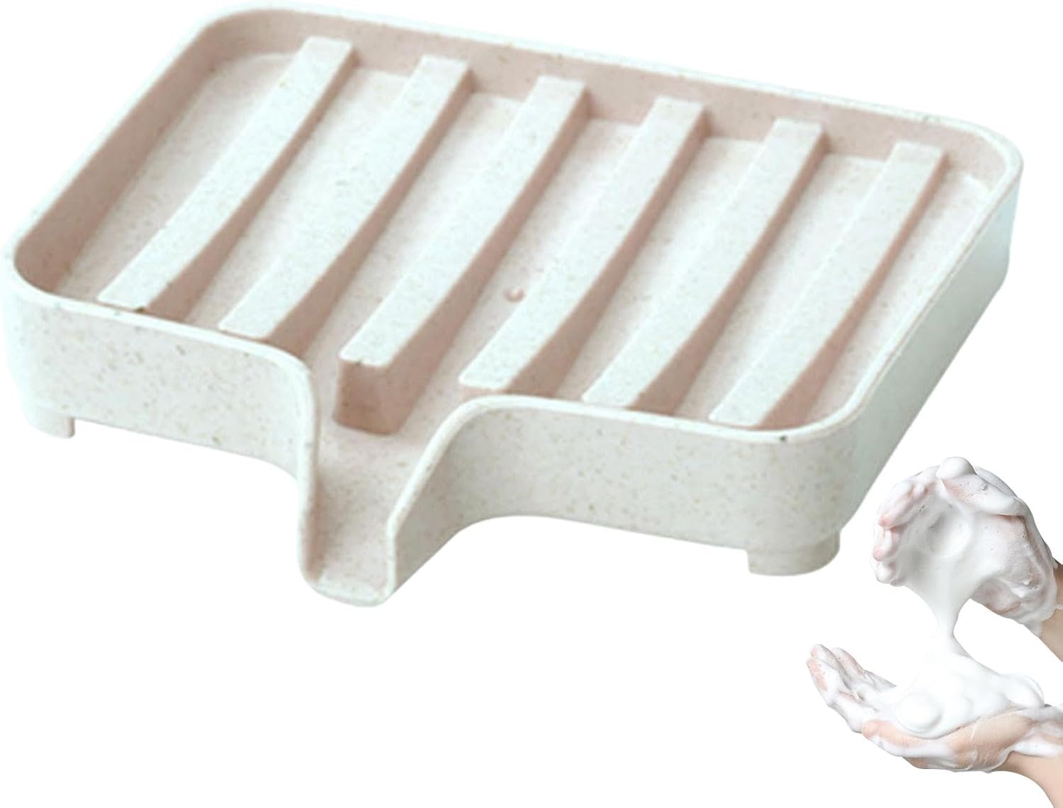 Bathroom Soap Holder - Self-Draining Double Layer Dish Keep Soap Dry Clean Beige