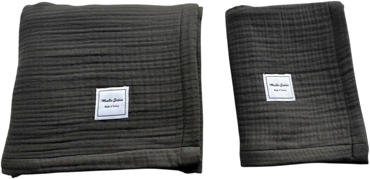 Muslin Bath Towel Set of 2 - 100 Cotton Ultra Soft Quick Dry Brown