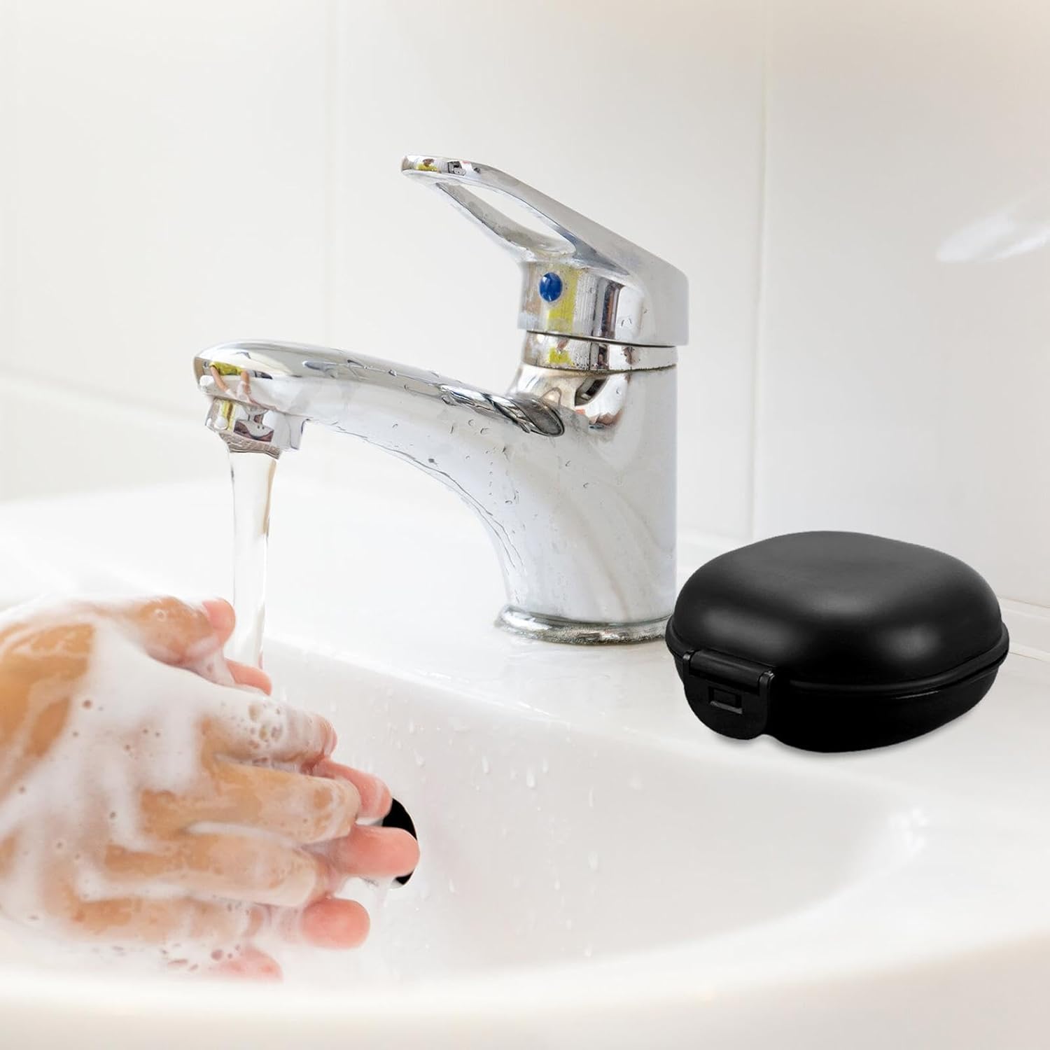 GLANSI Portable Leakproof Soap Holder with Lid - Black