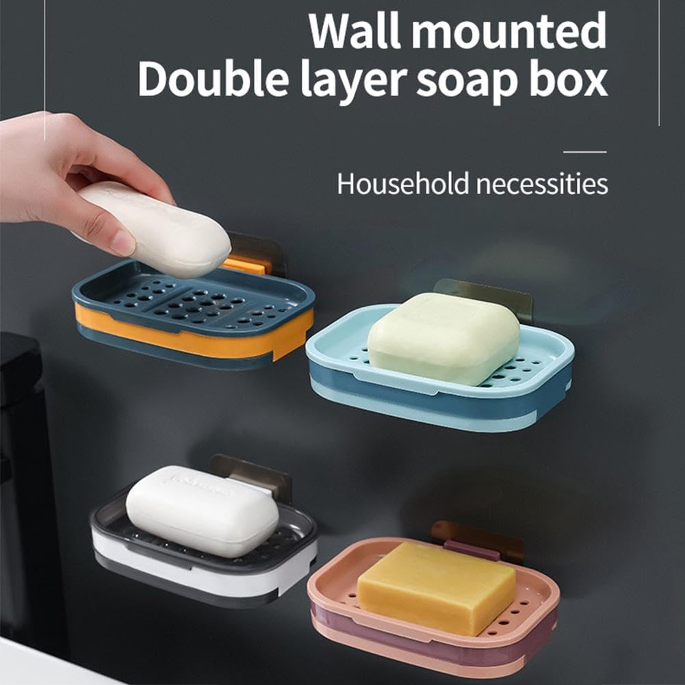 Strong Suction Soap Dish Holder with Drainage - Pink 1