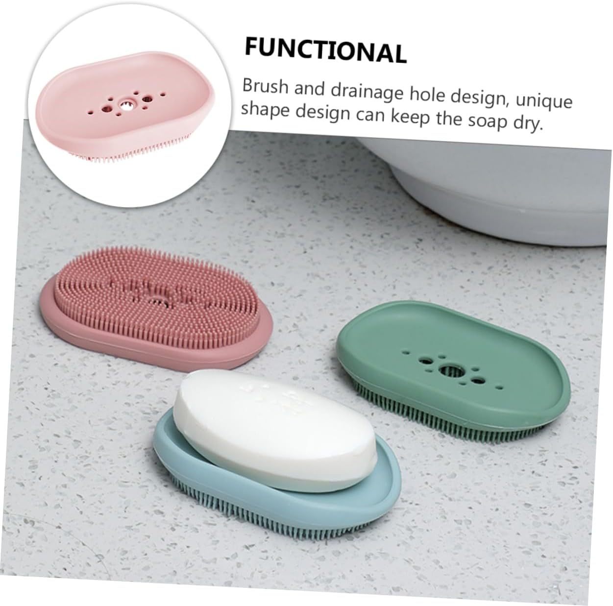 LIFKOME Draining Soap Tray with Silicone Holder