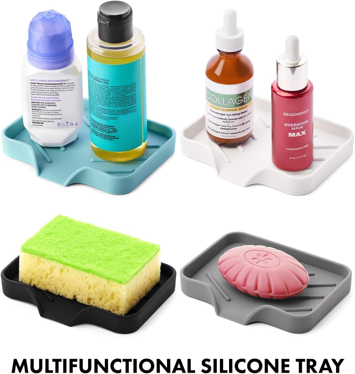Black Silicone Soap Dish Tray for Kitchen Sink