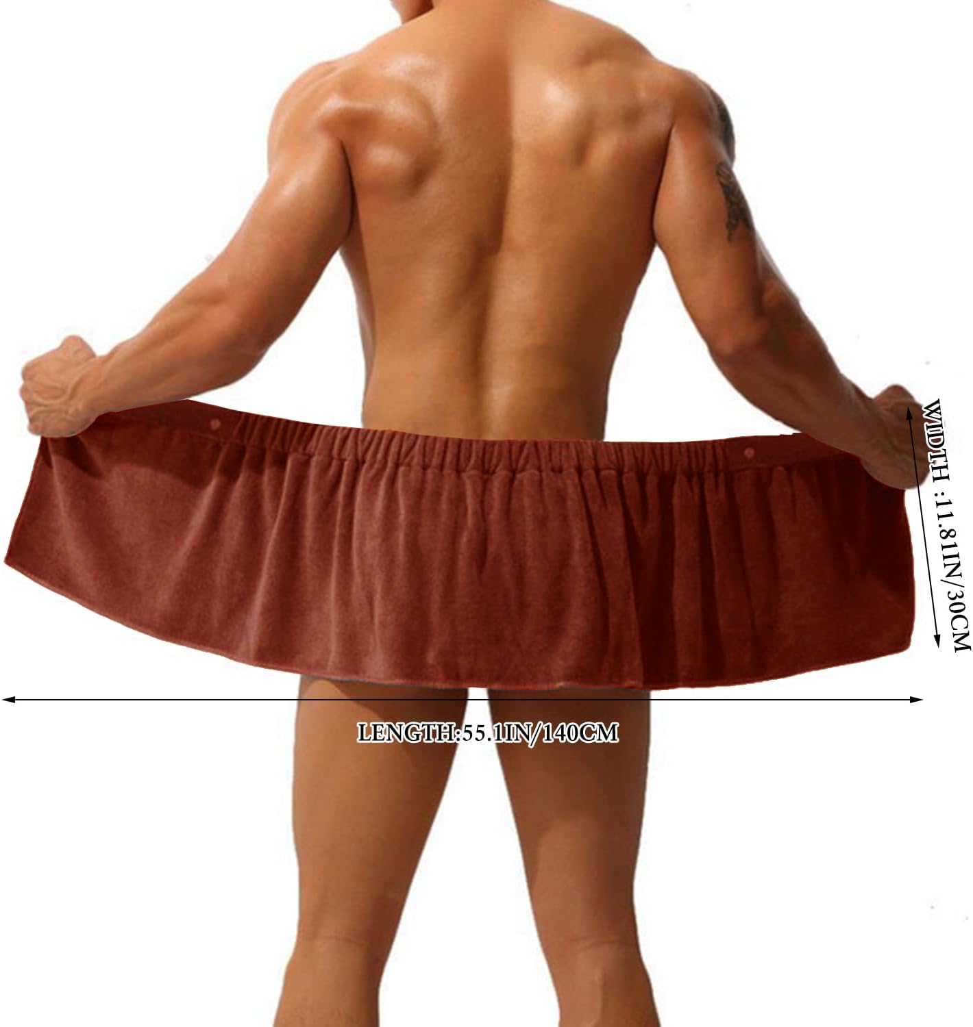 Men Boys Adjustable Microfiber Bath Towel Wrap Brown