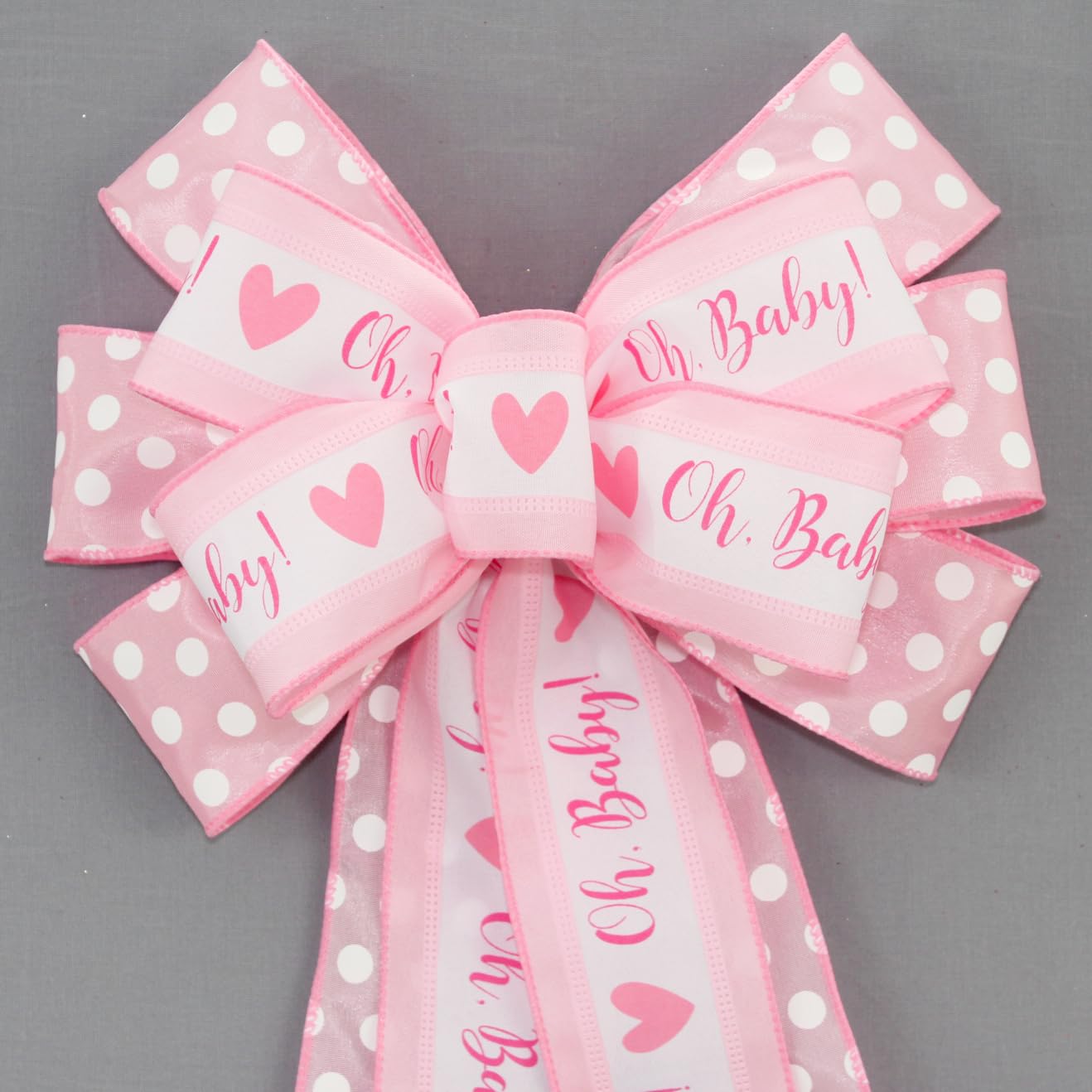 Oh Baby Pink Dot Baby Girl Shower Bow 1
