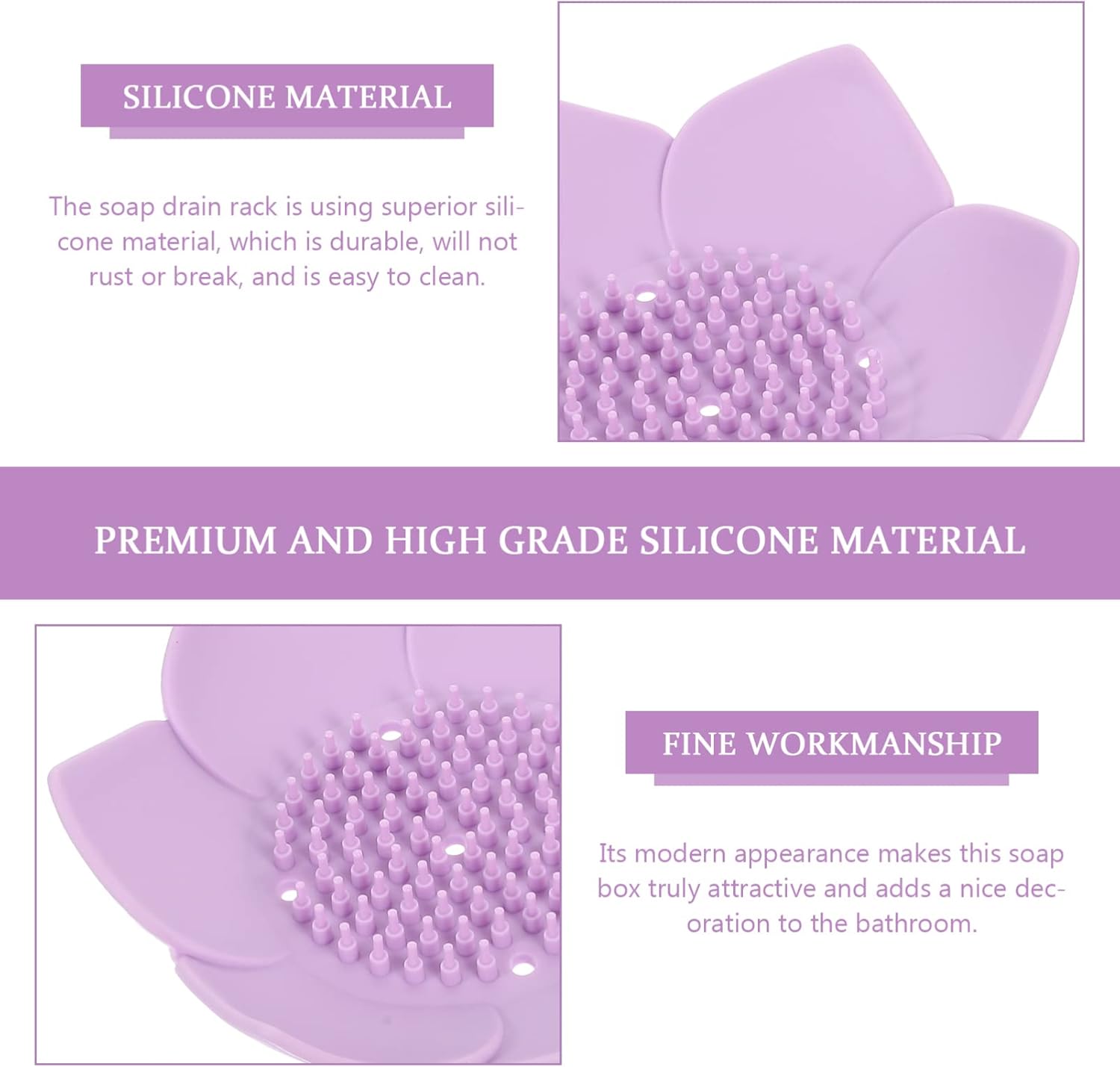 LIFKOME 2 Pack Elegant Silicone Soap Dishes for Bathroom and Kitchen