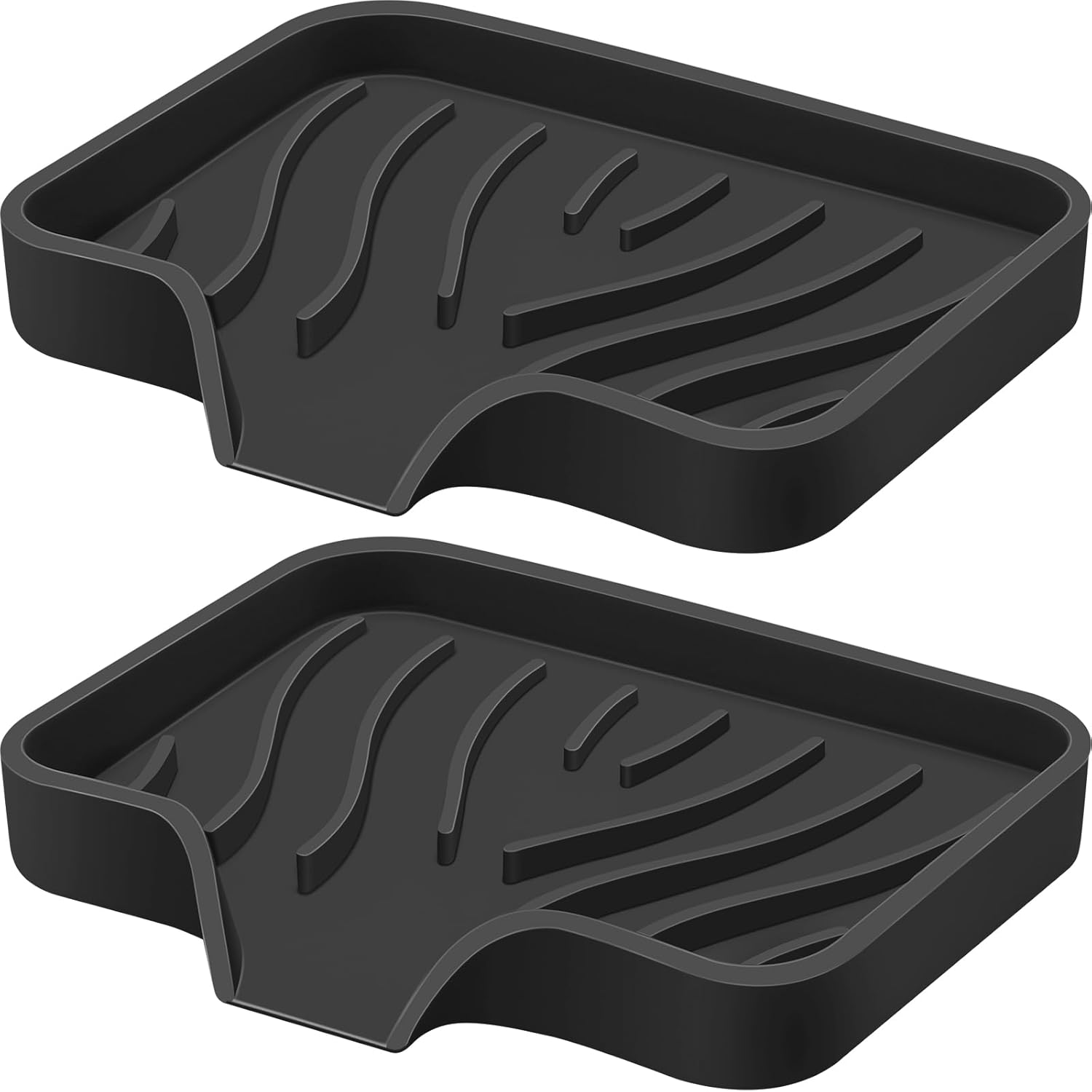 SAISN 2 Pack Black Silicone Soap Dish with Drain