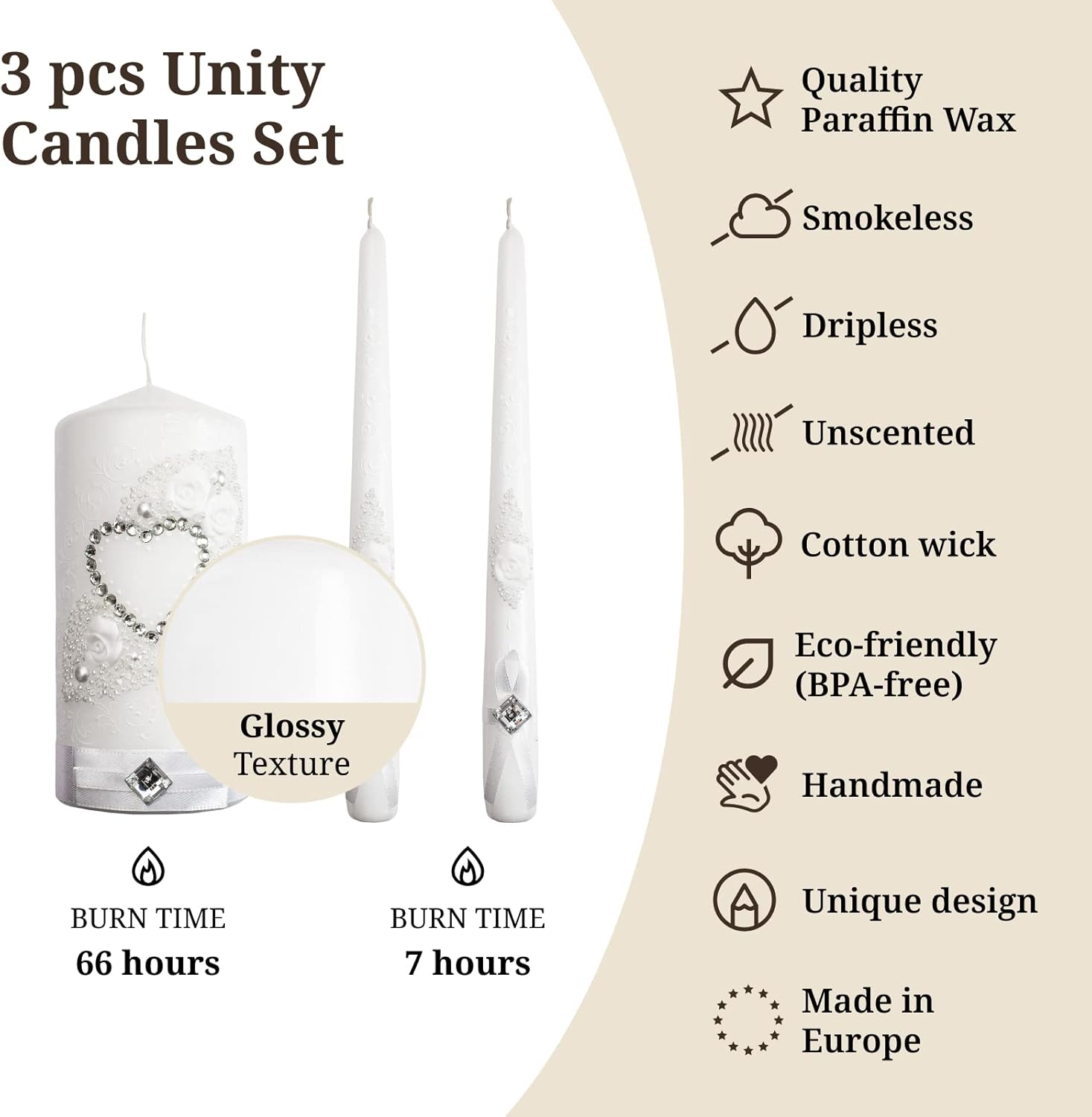 VABA Family Marriage Unity Candle Set for Wedding Ceremony