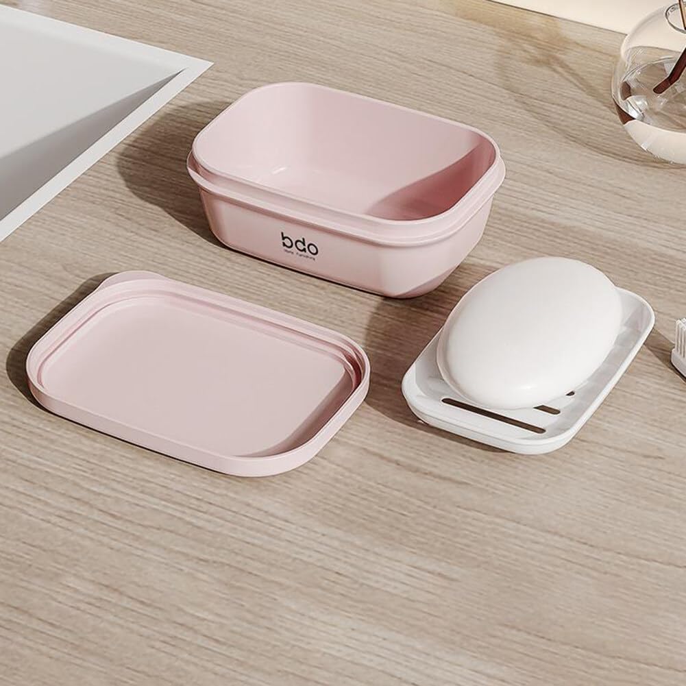 EUBUY Leakproof Travel Soap Holder with Lid and Drainage Tray