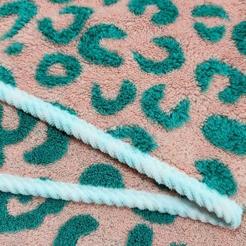 USTIDE 3 Piece Green Leopard Print Towel Set