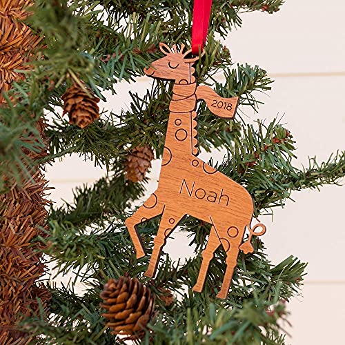 Personalized Babys First Christmas 2024 Giraffe Ornament Wood Handmade