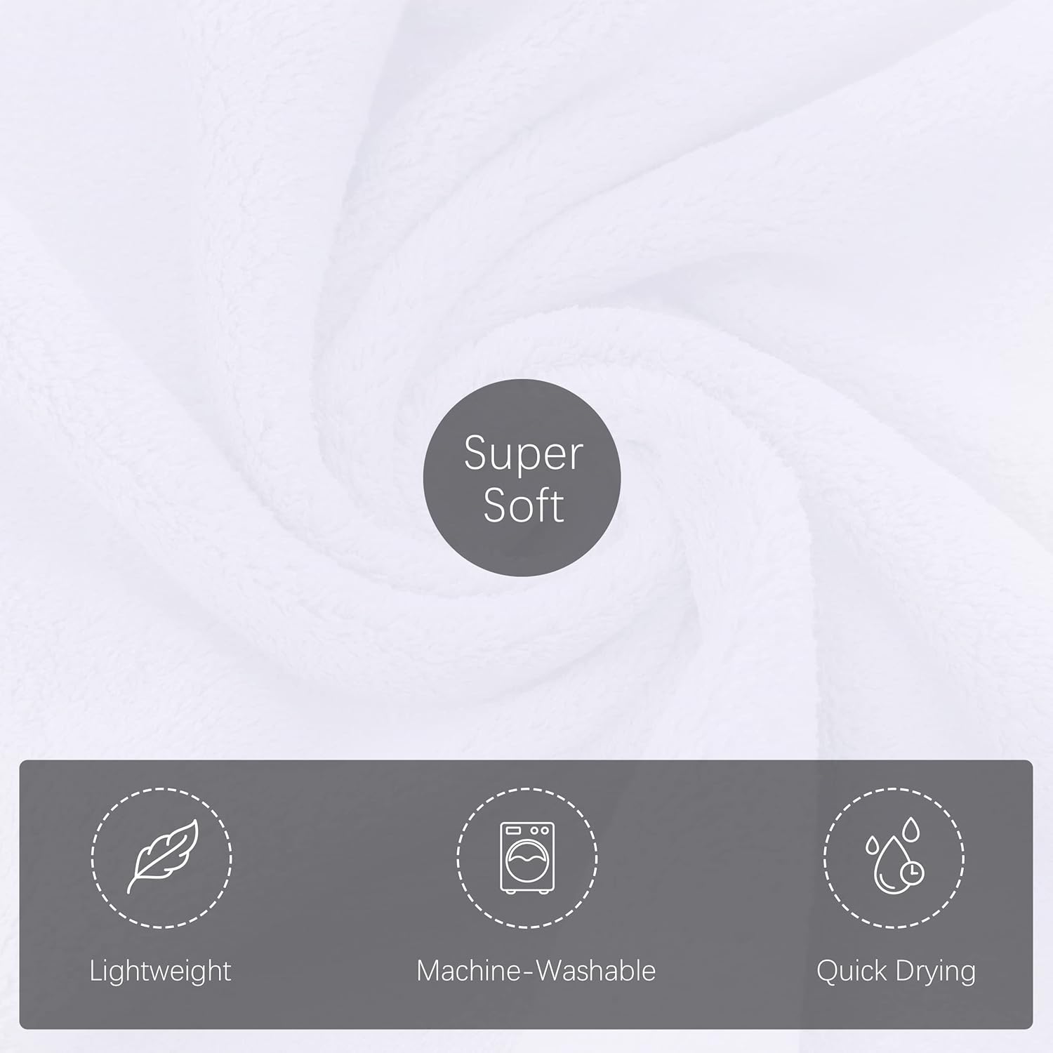 TENSTARS Luxury Silk Hemmed Microfiber Towels - Set of 6 16x28 Inch White