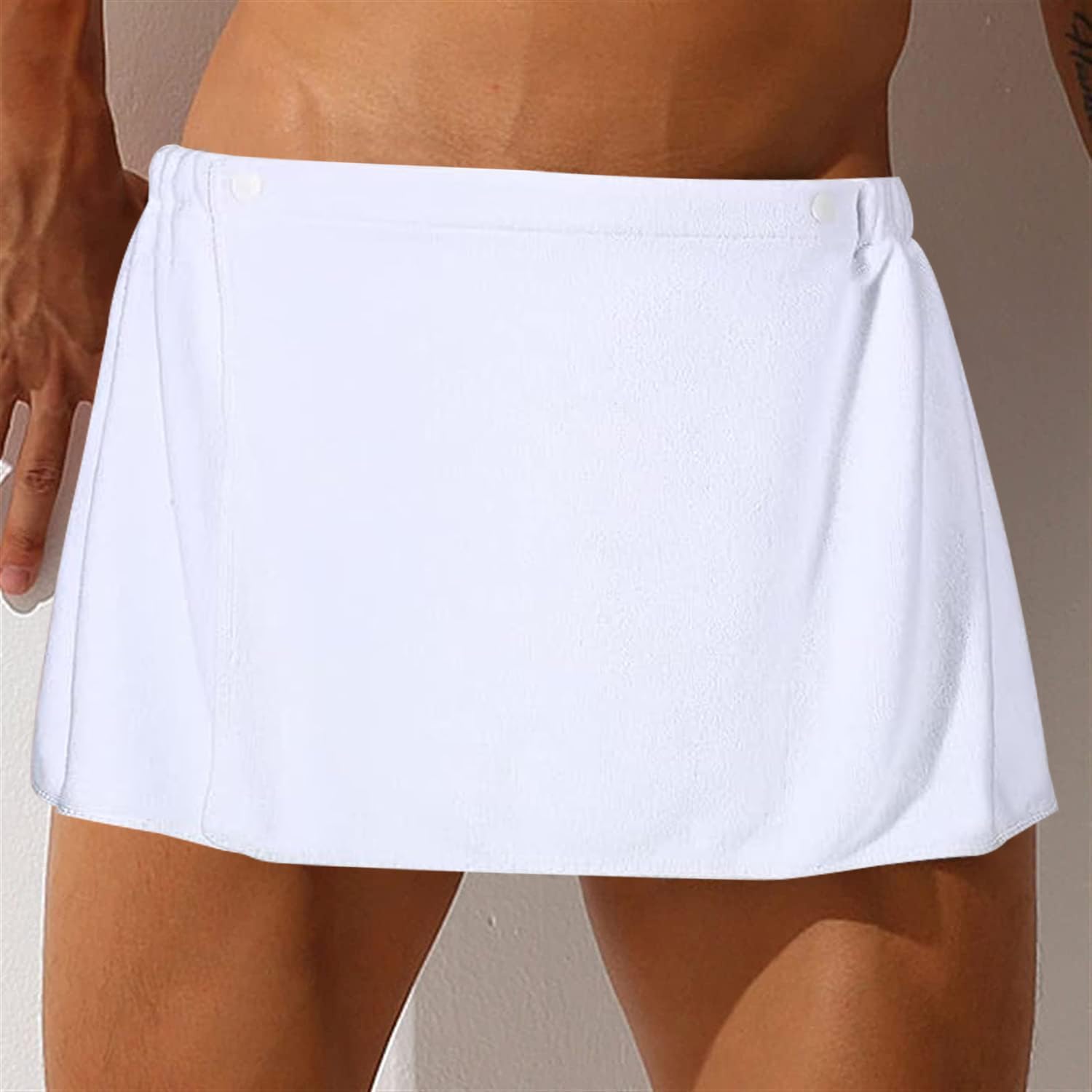 Men Boys Adjustable Microfiber Bath Towel Wrap White