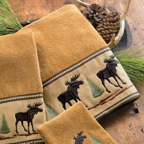 Black Forest Dcor Moose Pine Bath Towel - Textured Luxury