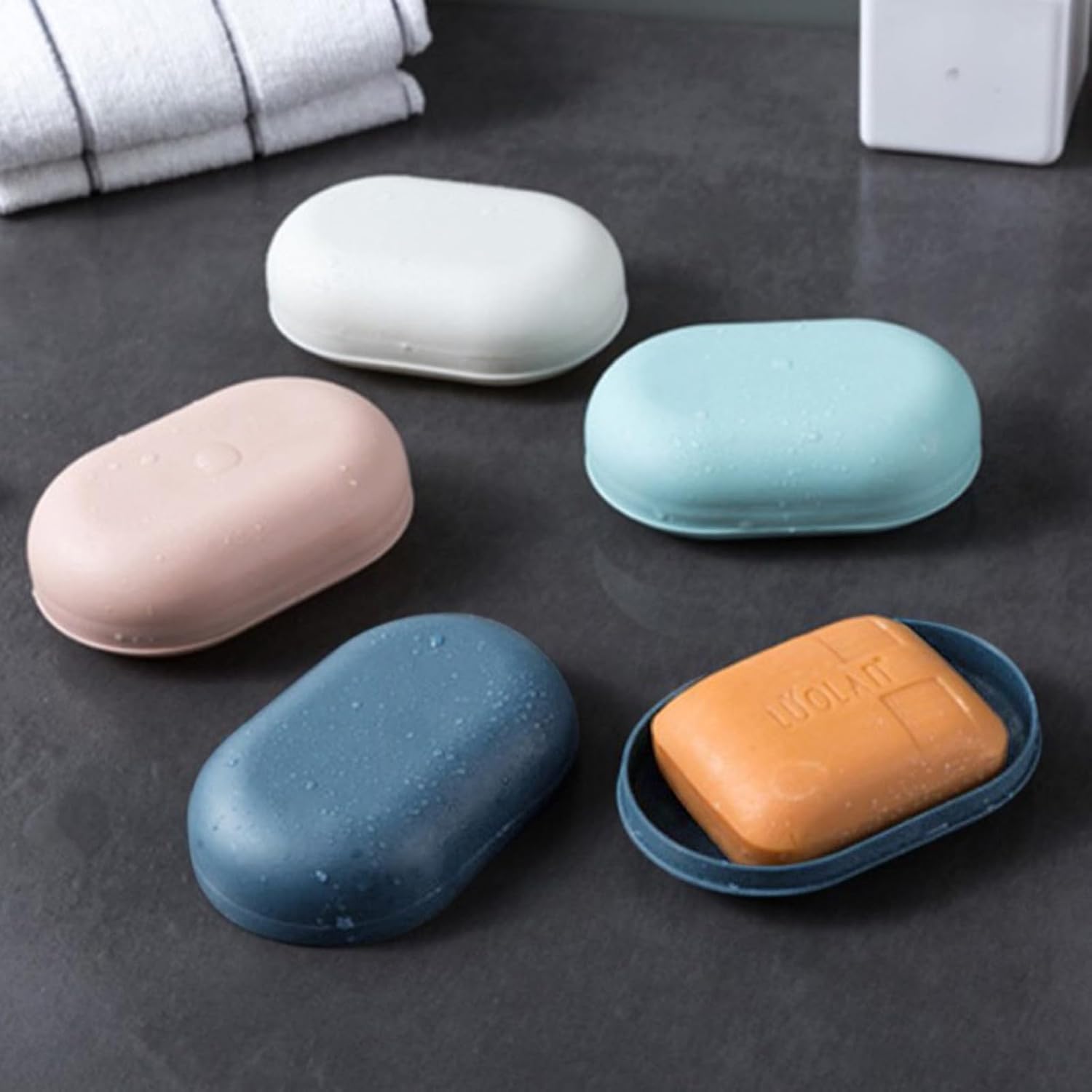 Portable Leakproof Soap Holder with Lid - Travel Soap Container Pink
