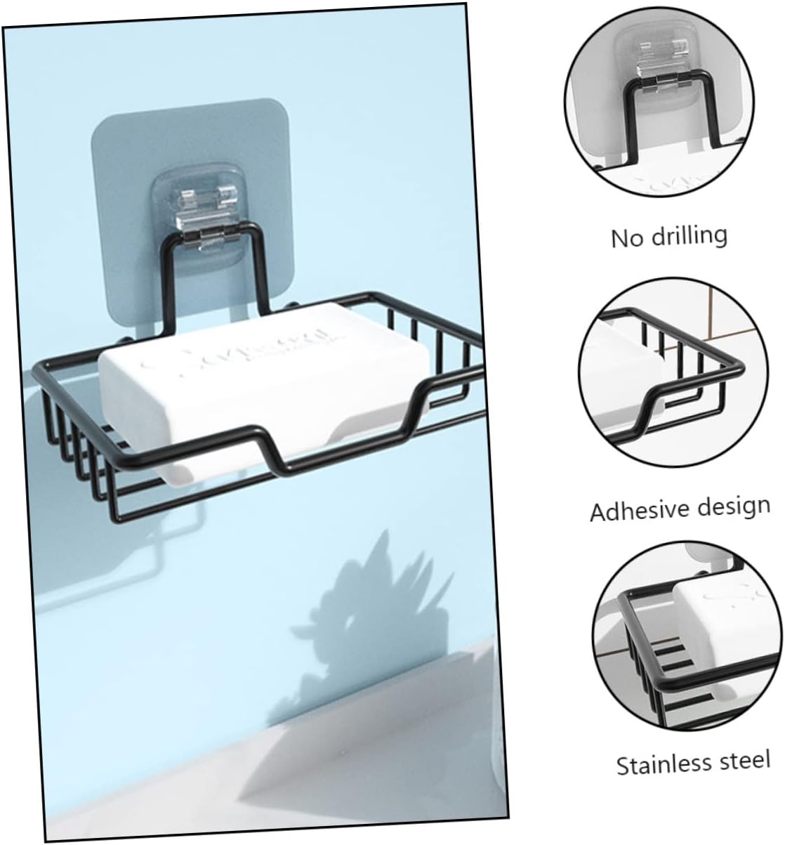 Stainless Steel Bathroom Shelf with Adhesive Mount