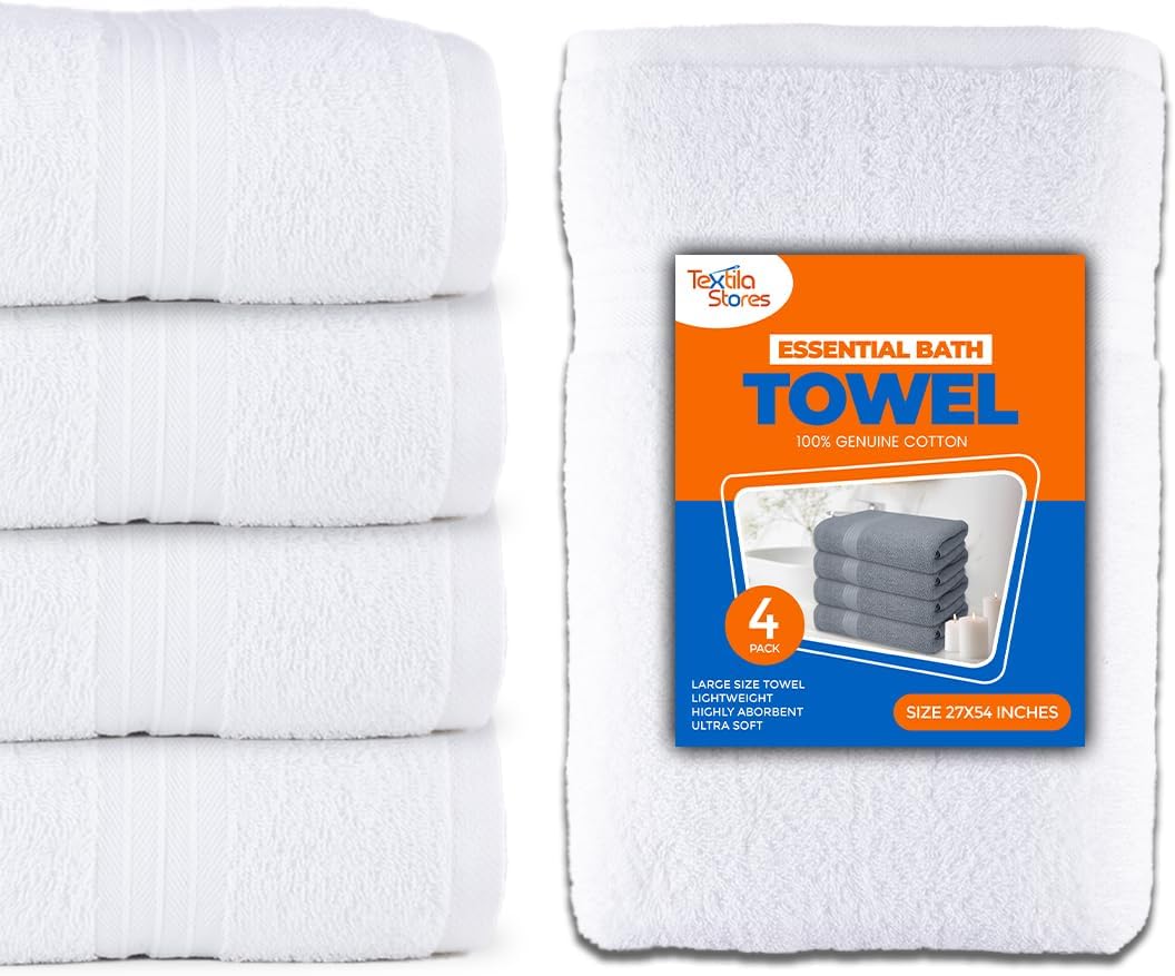 Textila Bath Towels - 27x54 Inch Pack of 4