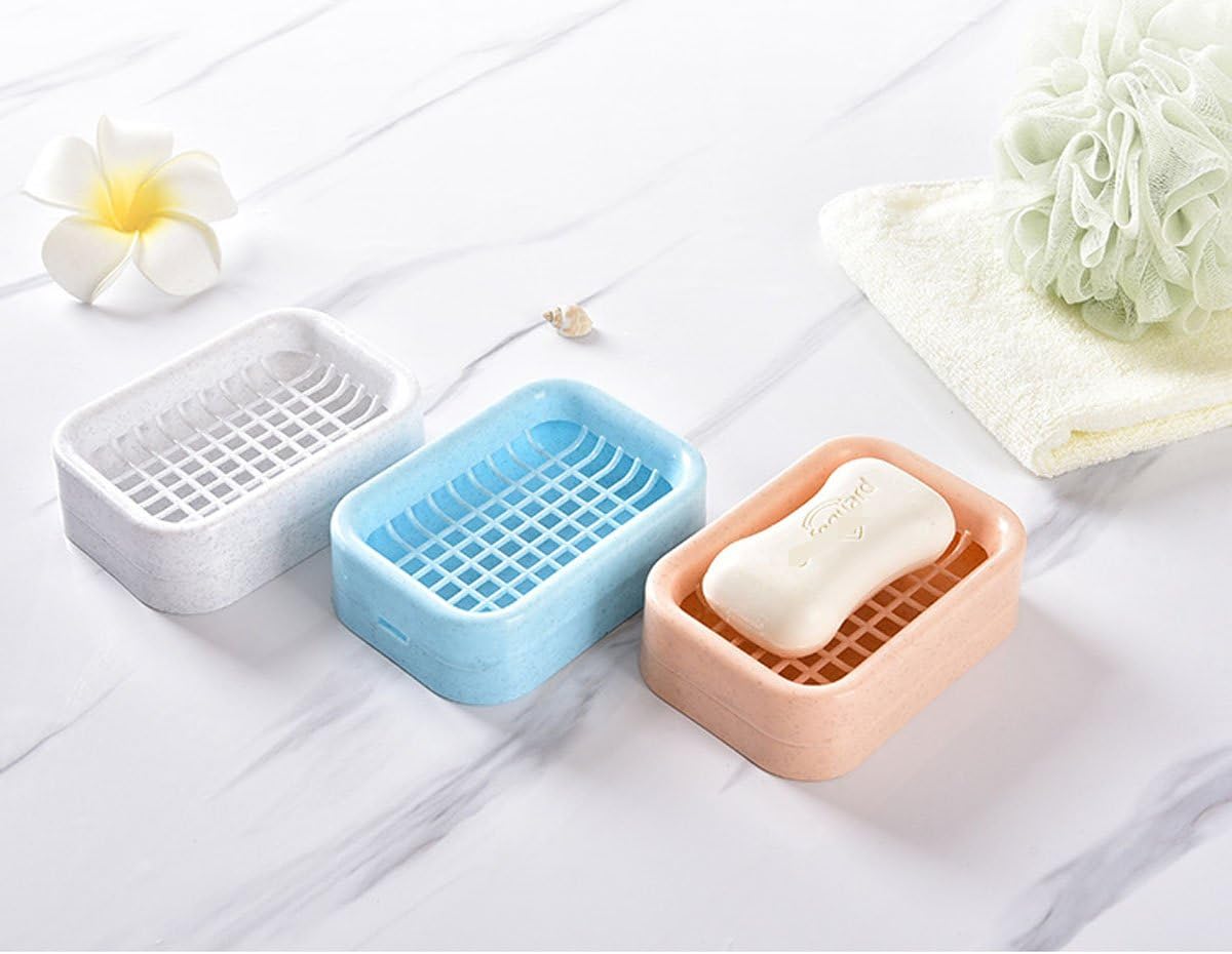 Sumddy 2PCS Plastic Soap Dish Holder Box for Home and Travel