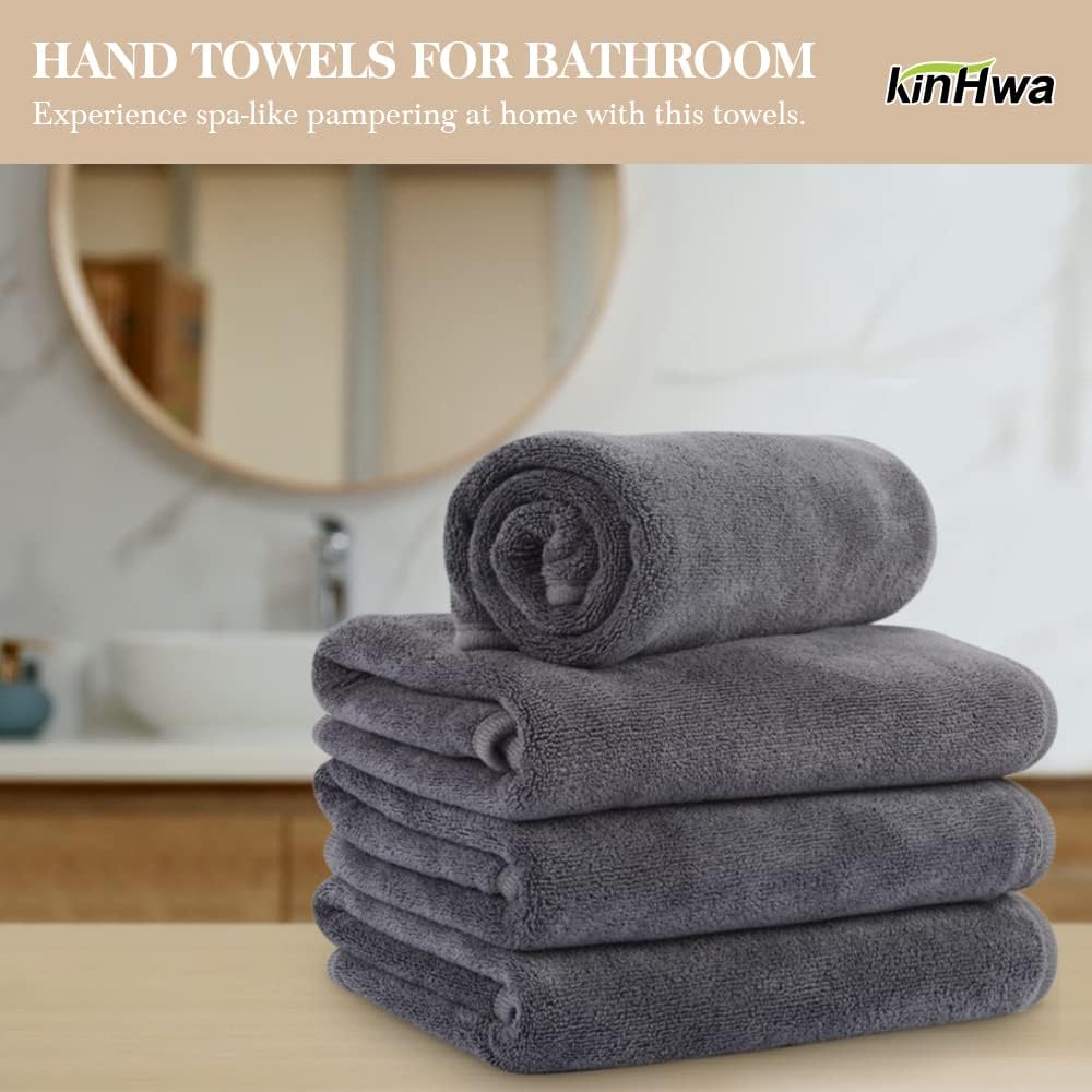 KinHwa Microfiber Towels 4 Pack Gray 16x30inch