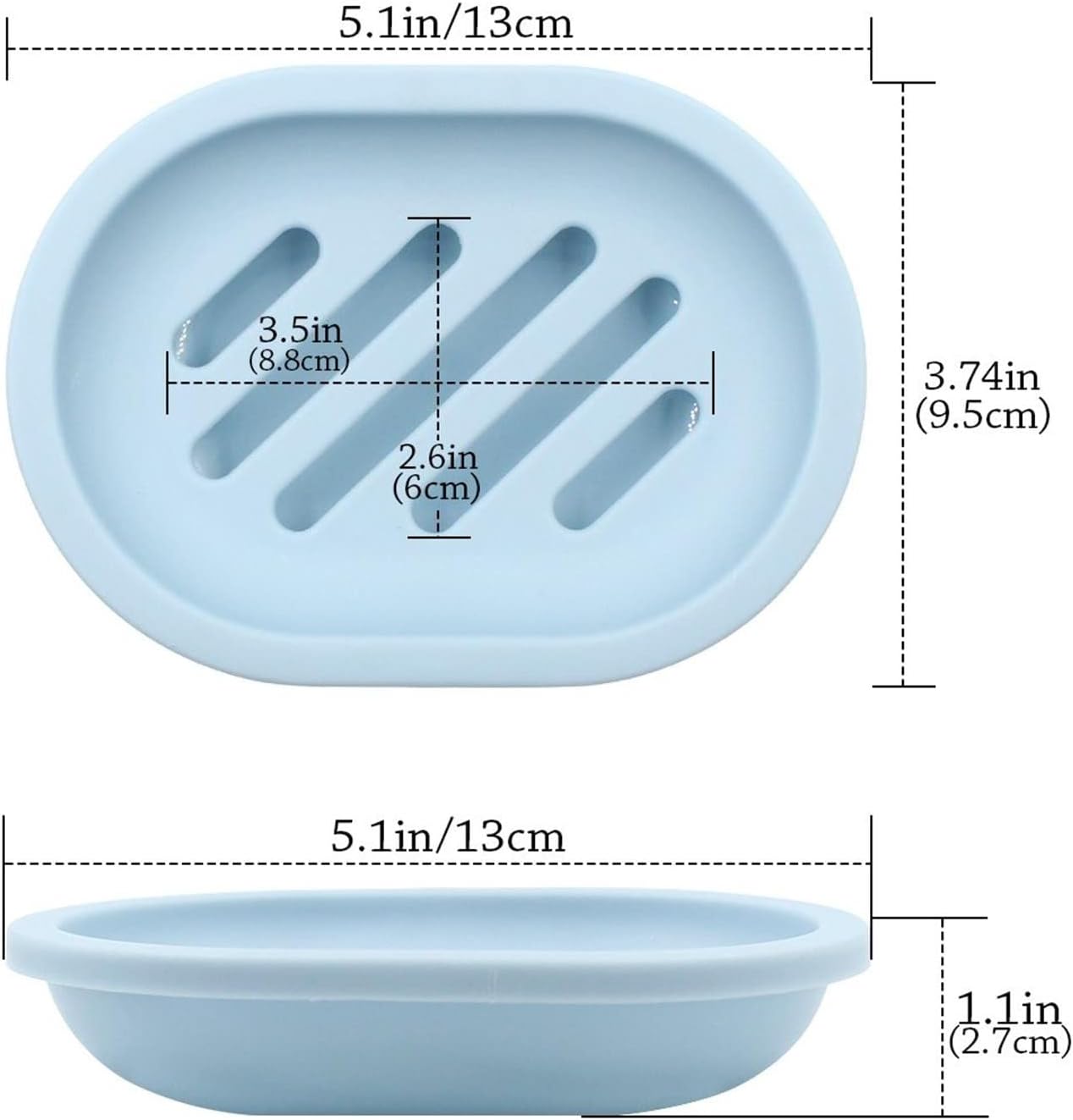 2PCS Draining Soap Dishes with Water Tray