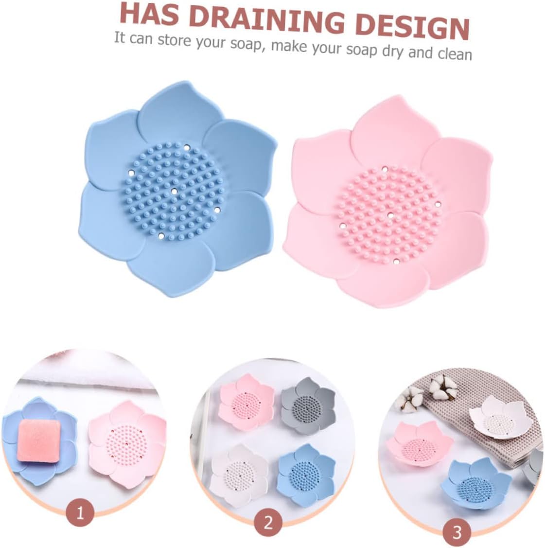 Alipis 2pcs Silicone Soap Holders for Bathroom Shower Kitchen 1