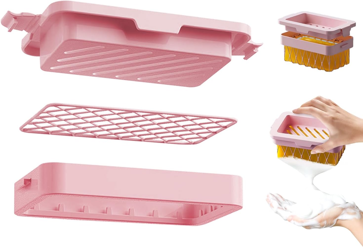 Optisake Multi-Functional Soap Dish with Elastic Mesh and Fast Draining 1