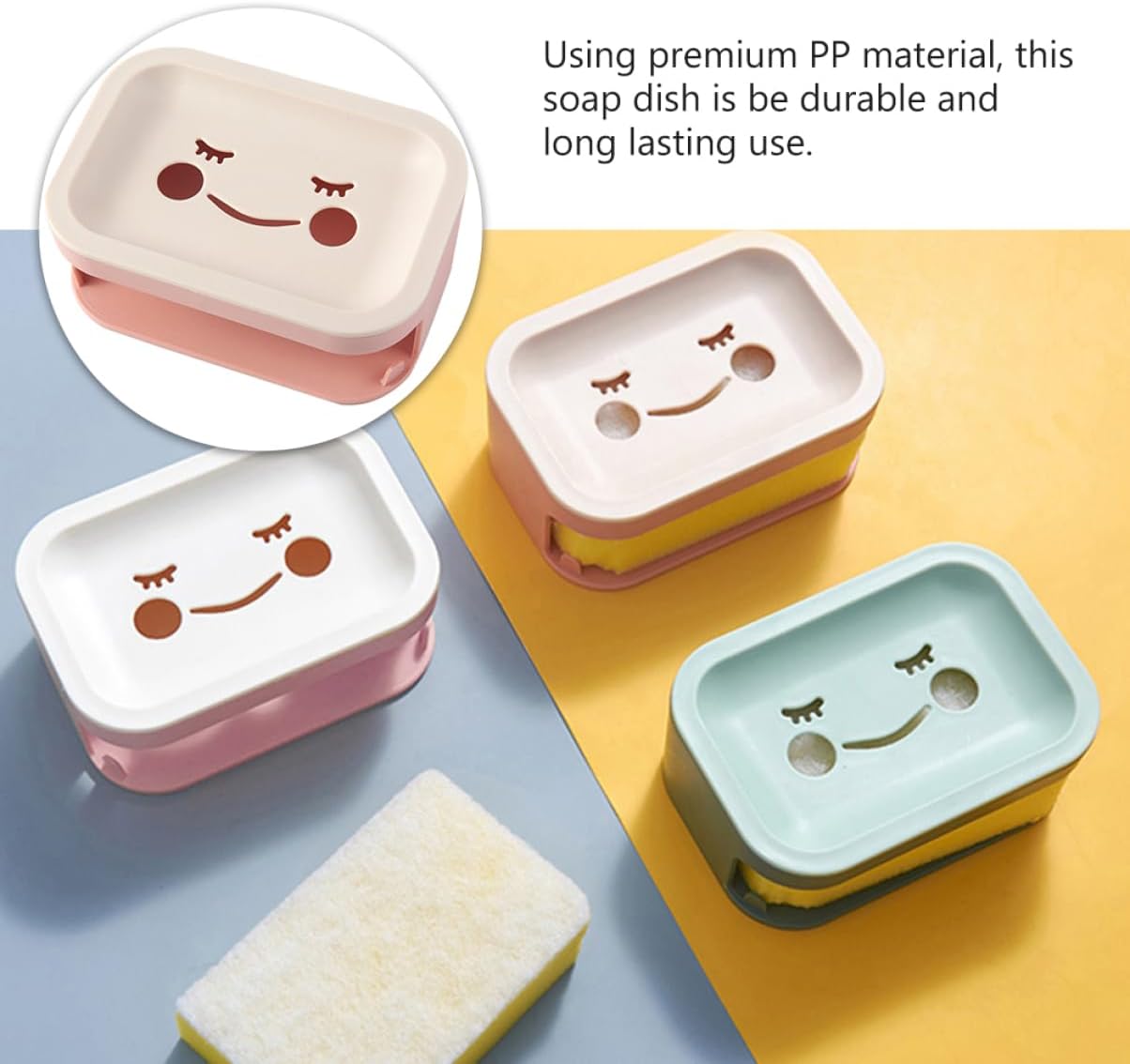LAPYAPPE Double Layer Wall Mounted Soap Box with Sponge Brush