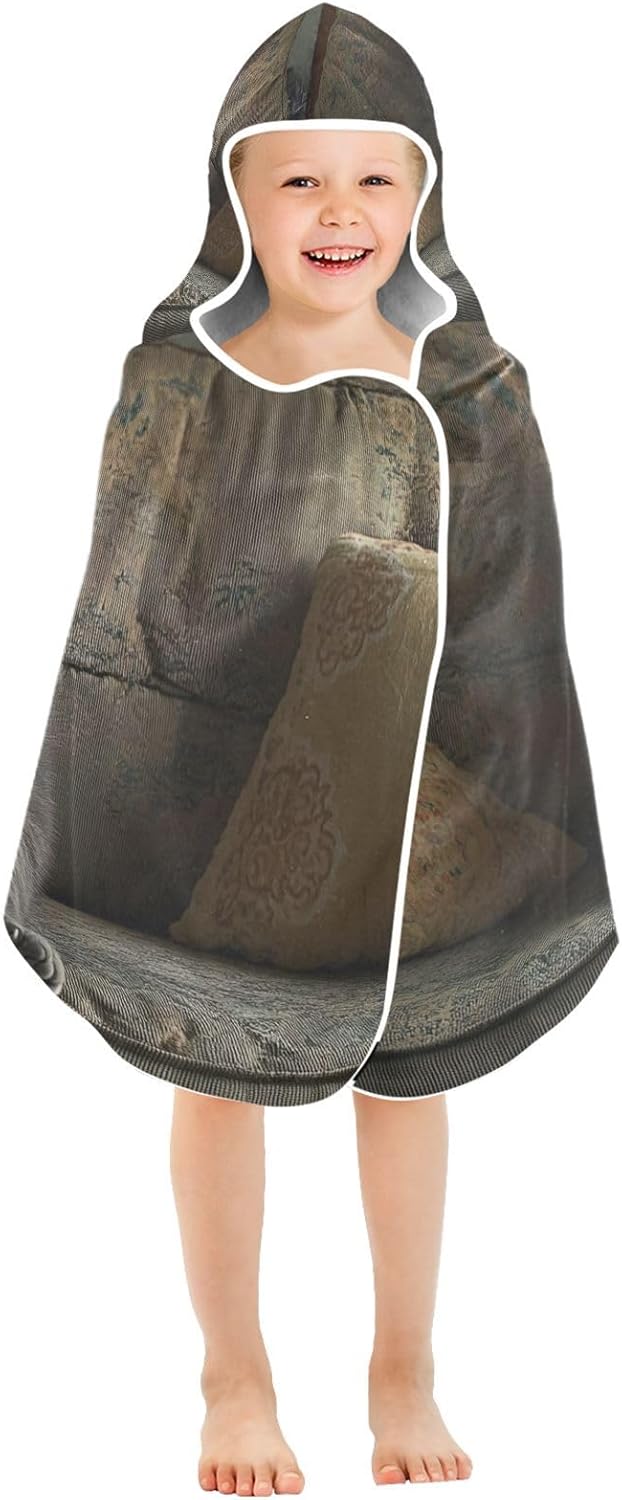 CHIFIGNO Funny Fat Gray Cat Hooded Kids Bath Towel