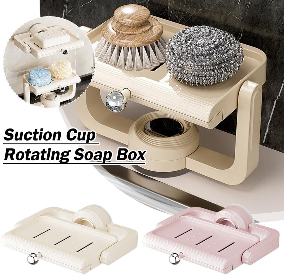 Rotating Suction Soap Holder 360 Rotate Space-Saving Drainage Pink