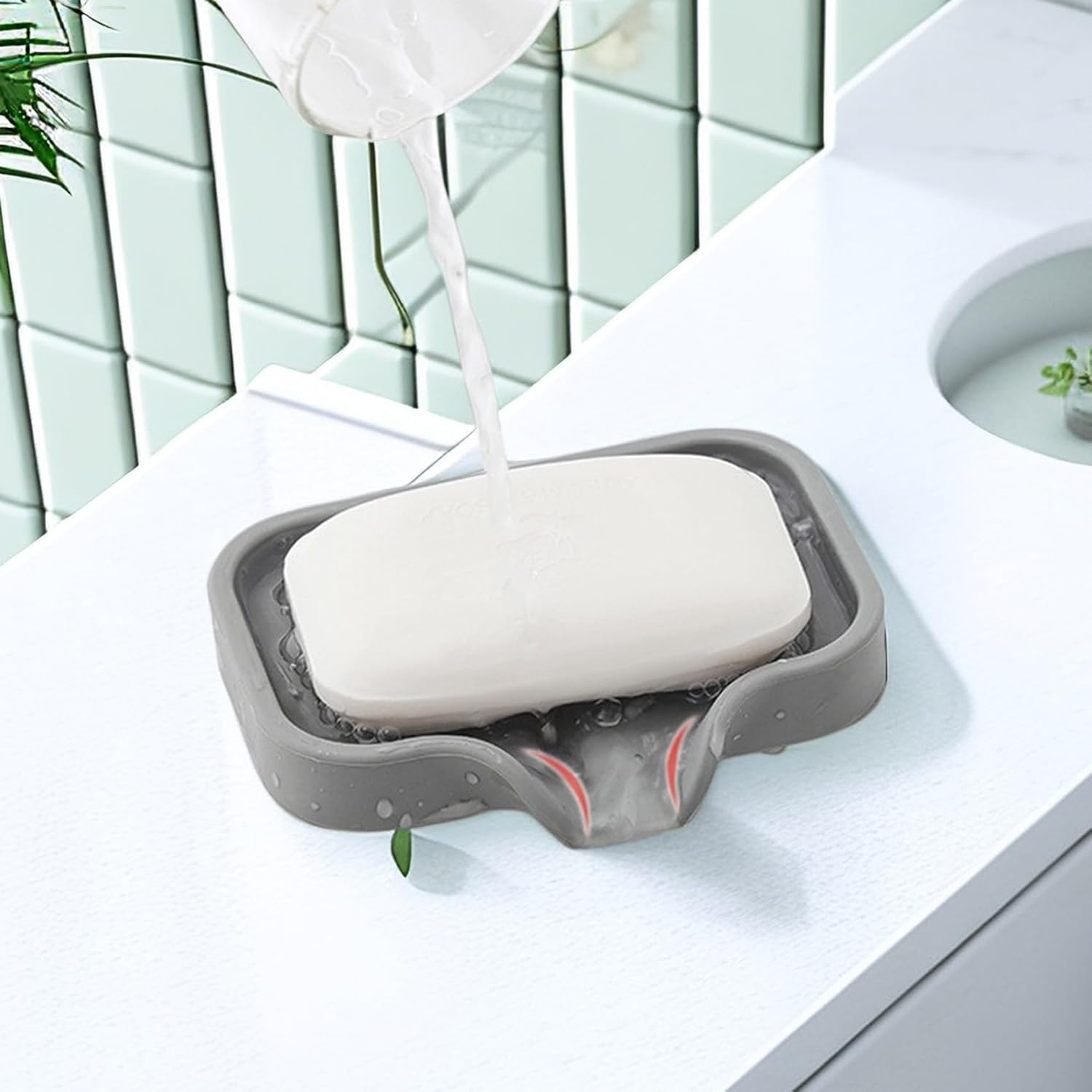 Silicone Soap Dish Self-Draining Holder - Durable Elegant Black