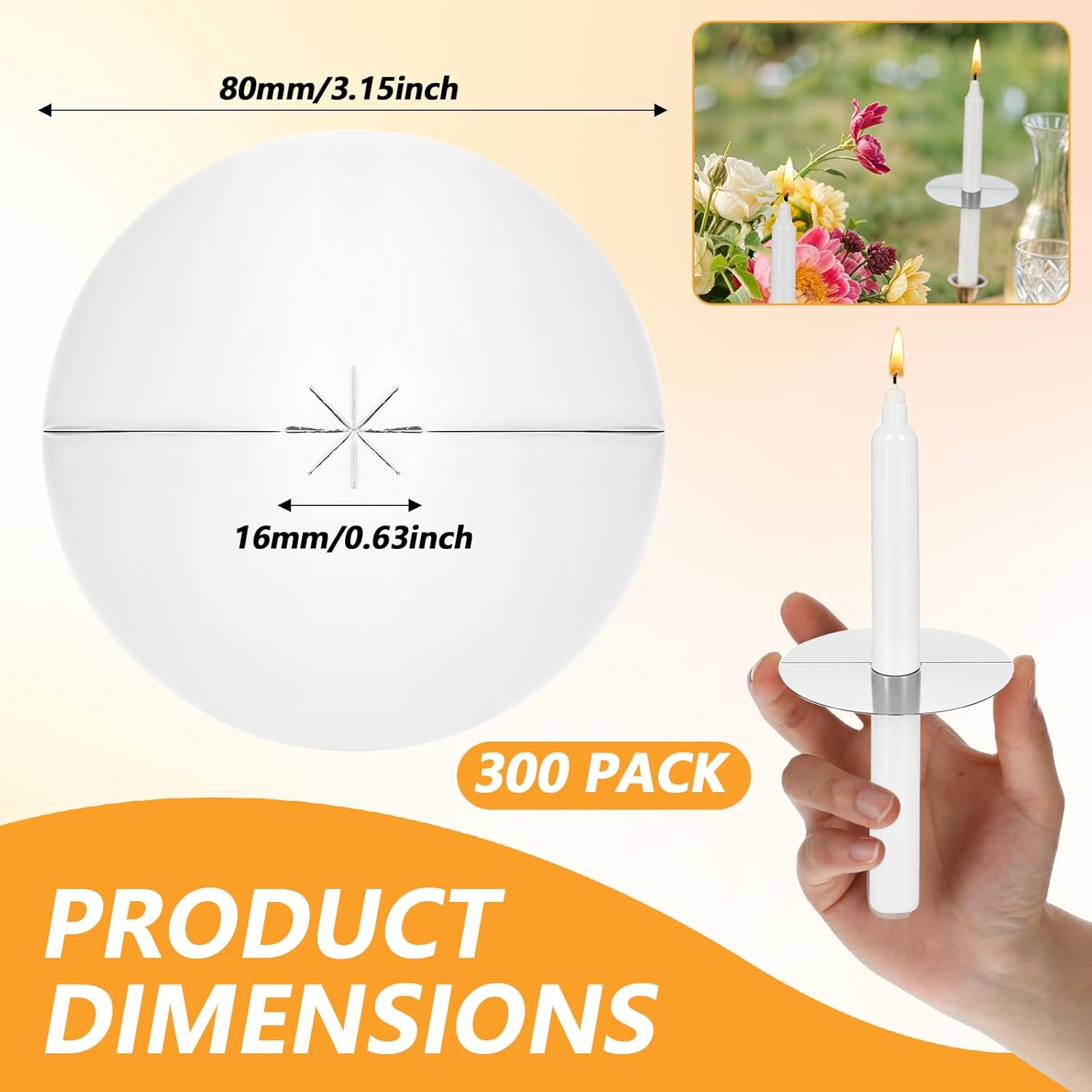 300 Pack Taper Candle Drip Protectors for Church Services