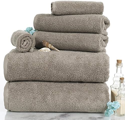 6PC Towel Set - Premium Cotton Bath Towels in Taupe
