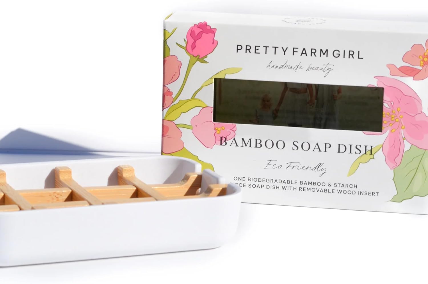 Pretty Farm Girl Soap Dish Durable Natural Wood Design