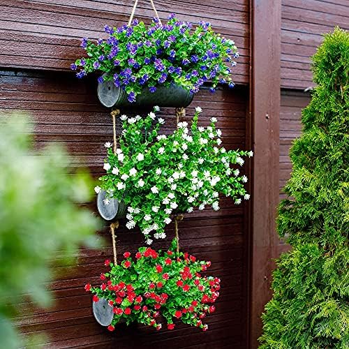 AXYLEX Artificial Flowers Outdoor Red 12 PCS Set