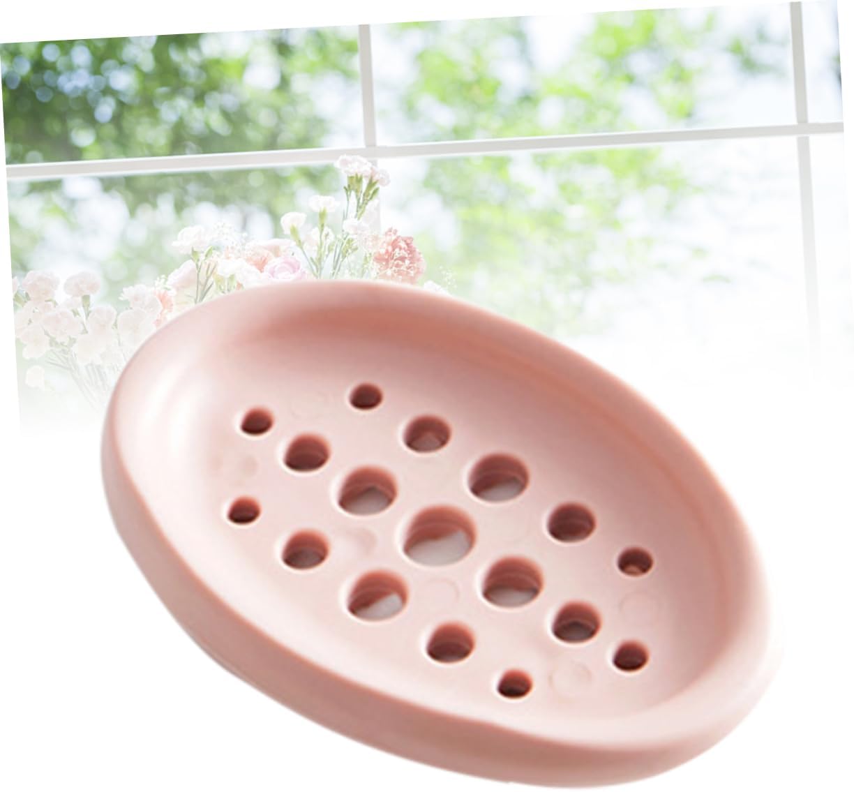 Ciieeo Oval Silicone Soap Dish Drainer Holder