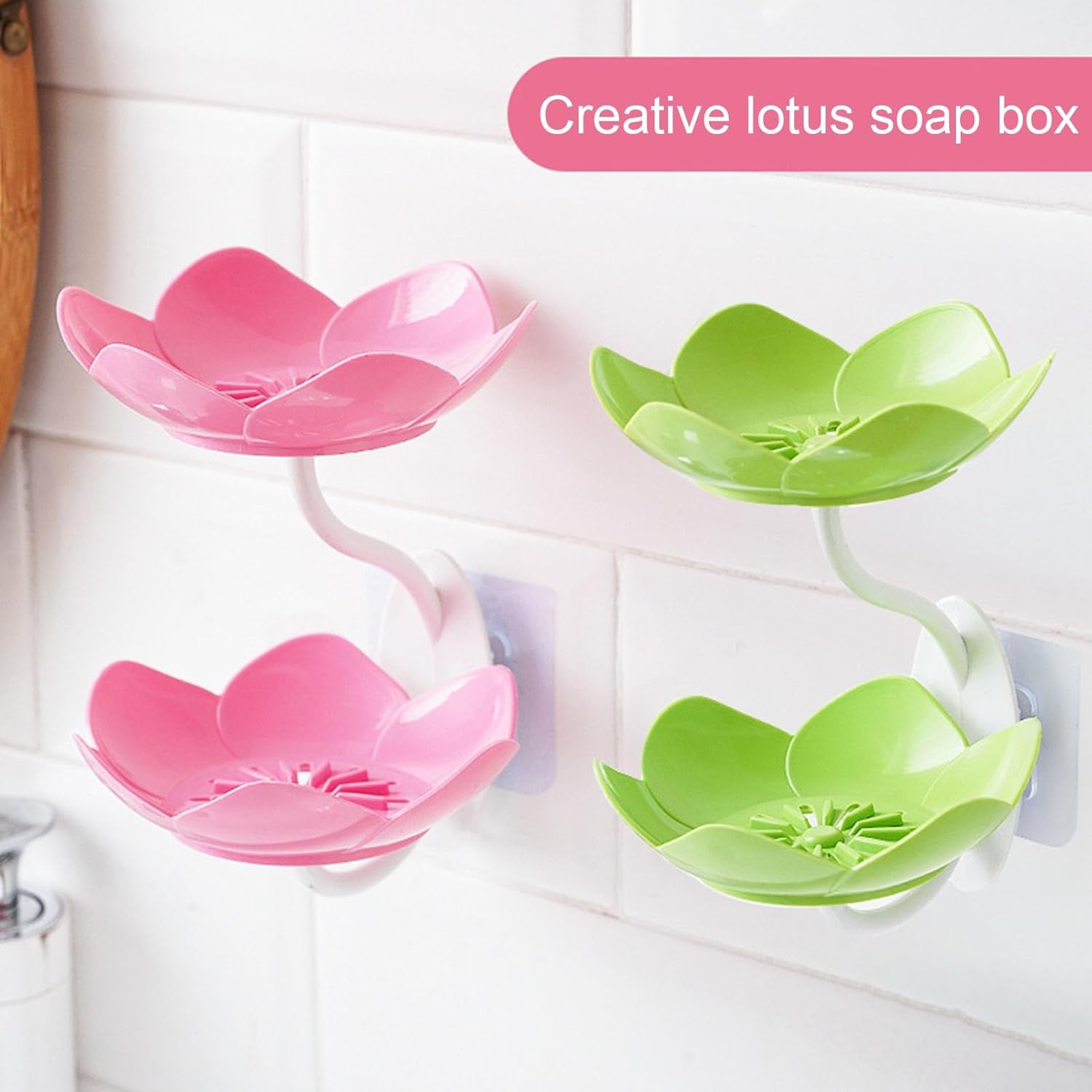 Pink Double Layer Soap Dish with Suction Cup