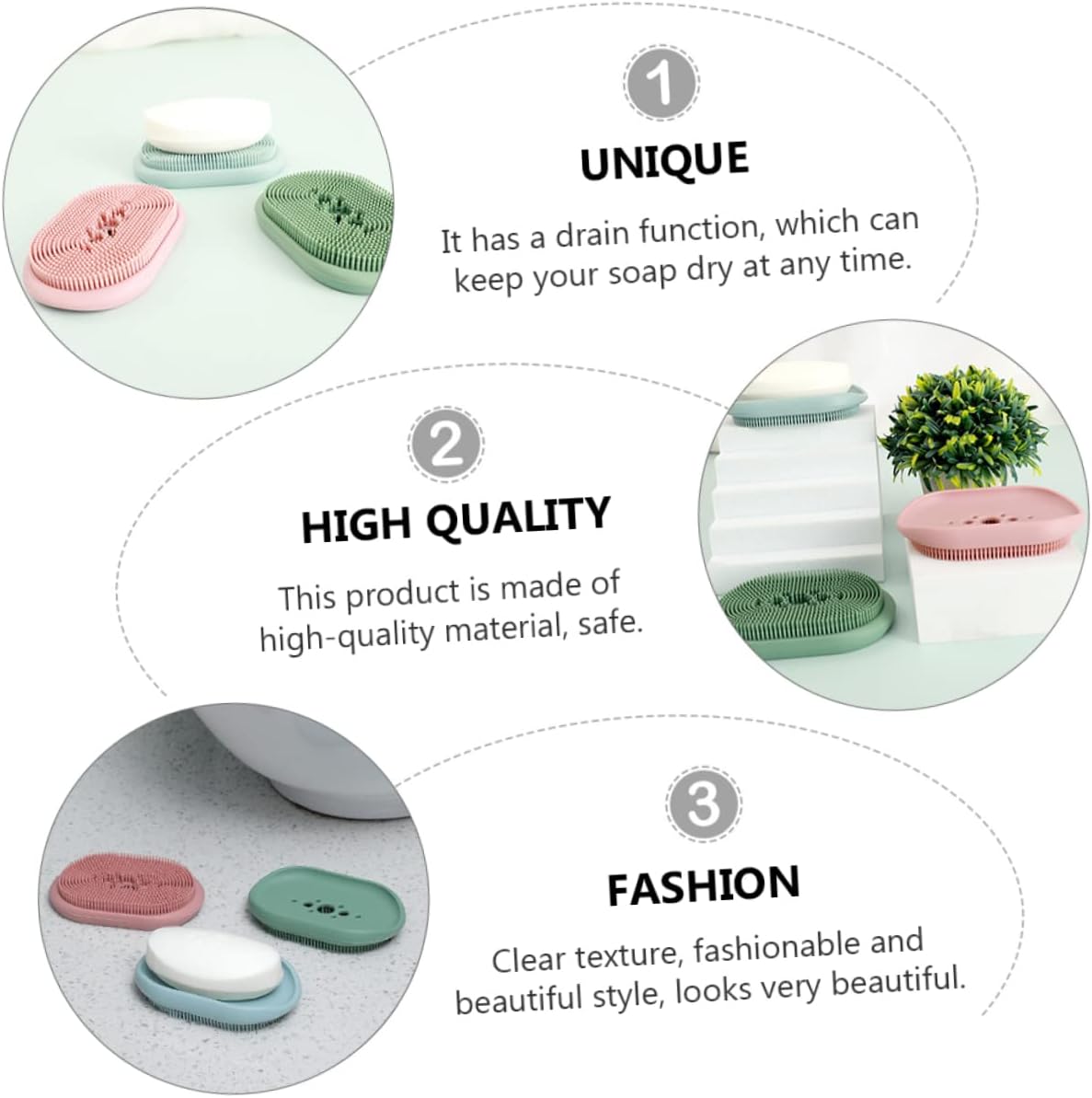 ABOOFAN Self Draining Soap Dish Holder Pink