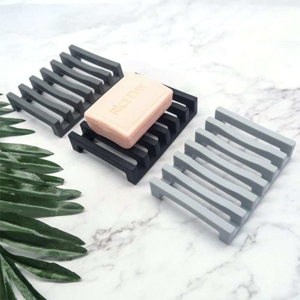 Silicone Soap Dish Holder with Non-Slip Base Black 1