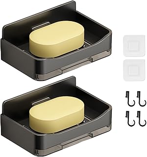 2Pcs Wall Mounted Soap Dish Holder Black 1