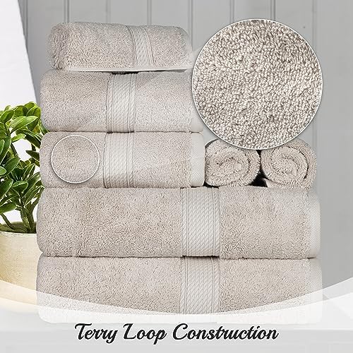 BLUENILEMILLS Egyptian Cotton Towel Set 9-Piece 800 GSM Stone Grey