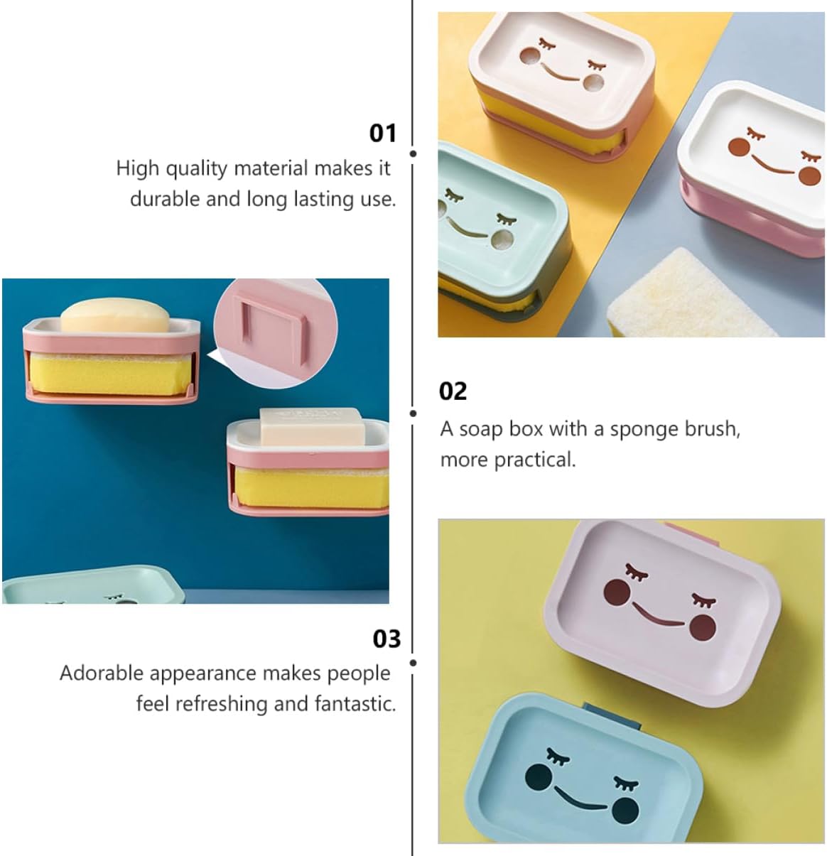 LAPYAPPE Double Layer Wall Mounted Soap Box with Sponge Brush