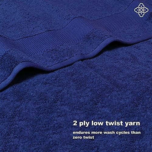 BIOWEAVES Organic Cotton Bath Towels - 700 GSM Pack of 2 Navy Blue
